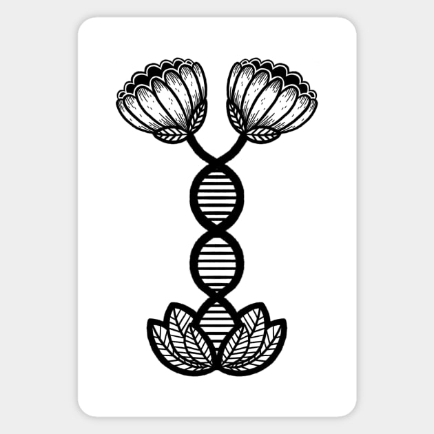 DNA Strand Flower Sticker by MollyFergusonArt